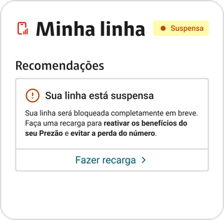 Line status card in the suspended state, warning about losing the number