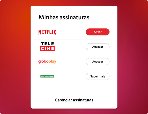 The subscriptions panel with Netflix pending activation and other services already available